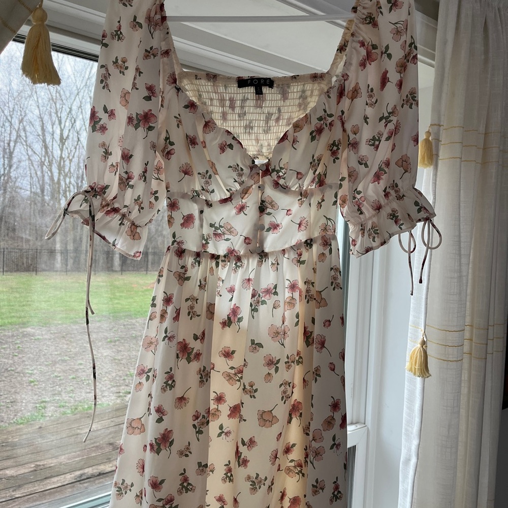 Floral Print Dress with Puff Sleeves